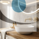 Grifería de lavabo empotrado en oro satinado: elegancia arquitectónica y tendencia en el baño actual